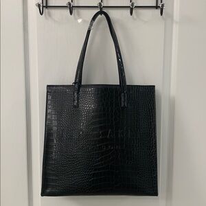 Ted Baker London Black Emboss Snakeskin Leather Tote